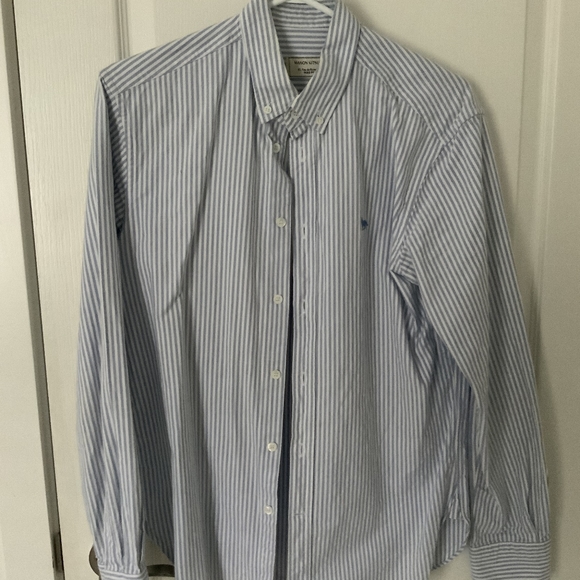 SOLD- Maison Kitsuné Men's Blue and White Striped Oxford Shirt- size FR39 - Picture 1 of 6